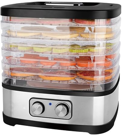 Déshydrateur alimentaire Machine à fruits secs intelligente, 5 plaques, Version améliorée, sèche-aliments et légumes, viande, température réglable, for la maison