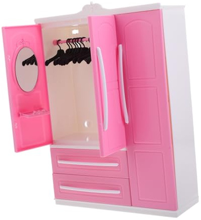 Mikikit Armario para Muñecas Mini de 30 Cm con 10 Perchas Curvas Mueble Organizador de Ropa de Muñecas en Colores Surtidos Estante para Guardar Prendas y Accesorios Color Color Aleatorio