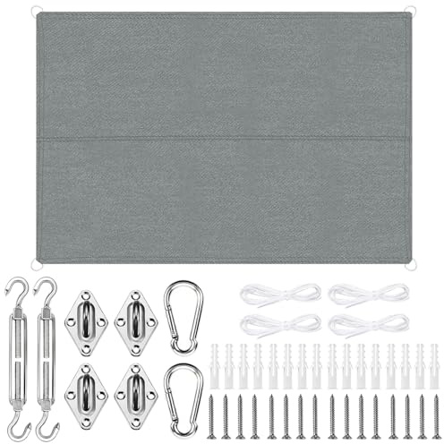 NXPZ Voile d'ombrage 3 X 3m Imperméable, Voile d'ombrage Rectangulaire avec Œillets, avec Kit de Fixation, Respirante, Protection UV, pour Terrasse, Jardin, Balcon, Camping, Piscine