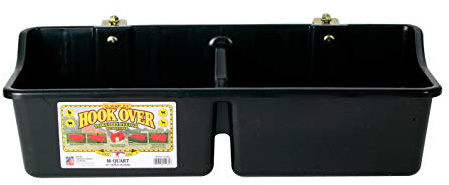 Little Giant® Portable Feeder with Divider | Livestock Feeder | Heavy Duty Mountable Feeding Trough for Livestock & Pets | Made in USA | 16 Quarts | Black