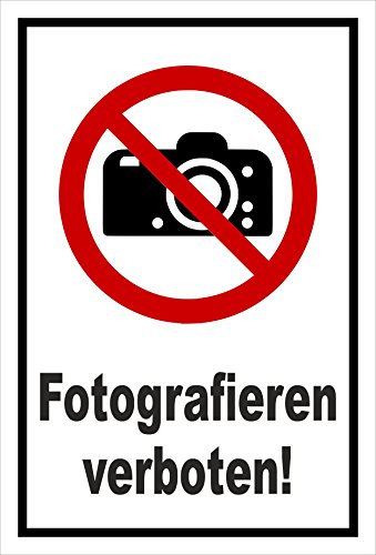 Melis-Folienwerkstatt Schild - Fotografieren verboten - 30x20cm - Bohrlöcher - 3mm Aluverbund – S00355-033-A 20 VAR