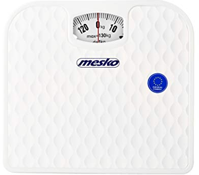 Mesko MS8160 Personenwaage Mechanische bis zu 130kg, Analoge Badezimmerwaage Hohe Genauigkeit, Anti-Rutsch-Oberfläche, Nicht-Digital, Einfach zu Bedienen, ohne Batterien