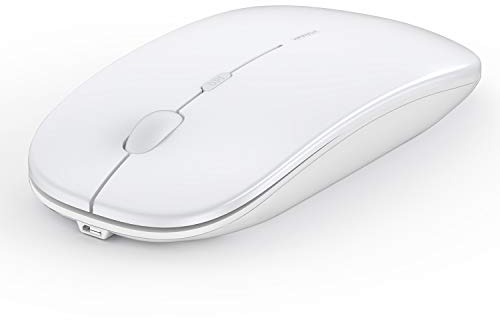 Anmck Ratón inalámbrico silencioso e inalámbrico USB para Ordenador portátil, Recargable, Rango Remoto de 10 m, 1600 dpi, 3 Niveles de Ajuste, Mini Mouse silencioso, hogar y Oficina para Windows