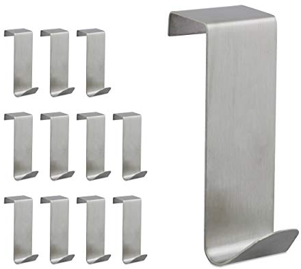 Relaxdays Set Appendini Acciaio, 4 pz da Appendere, Antiruggine, Ganci a S, Porta e Mobili da 2 cm di spessore, argento