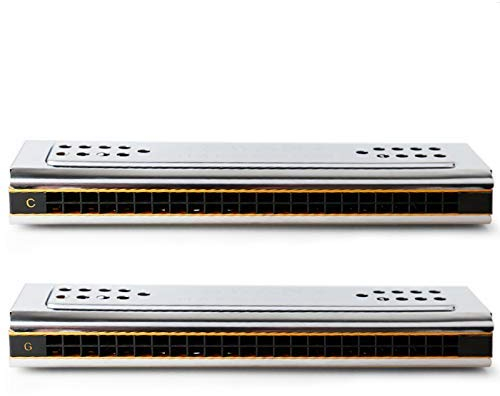 Swan 2-in-1 Doppelseitige Tremolo-Mundharmonika, Mundorgel, Dural-Tonart von C&G, 24 Doppellöcher, Rohrblatt-Blasinstrument mit gepolstertem Box-Reinigungstuch