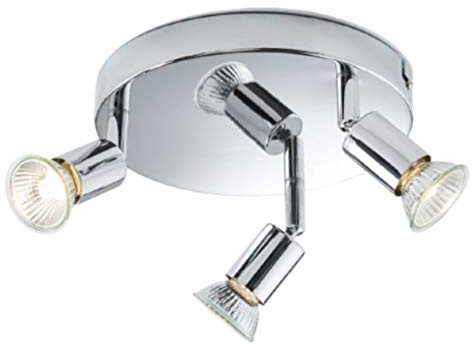 1 2 4 Spot GU10 Ceiling Surface Mounted Spotlight Dimmable Polished Chrome Modern Design Shop Retail Showcase Exhibition Gallery Display Adjustable Multi Directional Light (3 Spot)