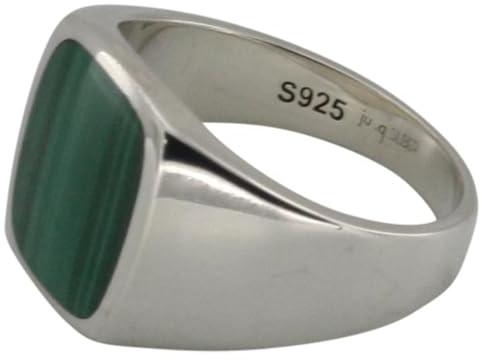 Feiner Siegelring aus 925er Silber mit Malachit