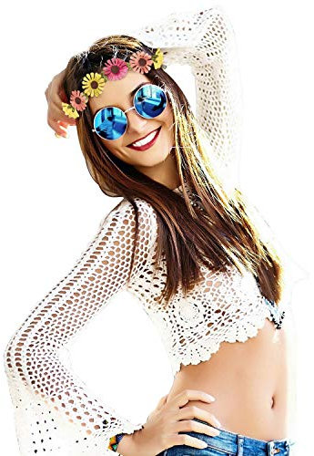 NET TOYS Farbenfrohes Blumen Haarband - Bunt - Entzückender Damen-Haarschmuck Hippie Kopfschmuck - EIN Highlight für Festival & Karneval