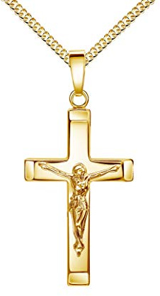Kruzifix Kreuz-Anhänger Goldkreuz Jesus Christus Kettenanhänger 585 Gold 14 Karat mit Halskette Länge wählbar.