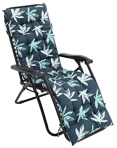 DKIEI Floral Printed Sun Lounge Cushion Thicken Garden Chair Cushion Recliner Chair Cushion Rocking Chair Cushion with Anti-slip Straps (Only Cushion), Leaf Green, 168x48x8cm