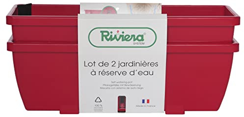 Jardinière de Eva, 57cm, Rouge, Lot de 2
