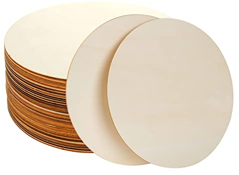 YOUNTHYE 30PCS Wood Circles for Craft, 20cm/8inch Unfinished Blank Wood Slices, Round Wooden Discs for Home Decoration, Christmas Ornaments