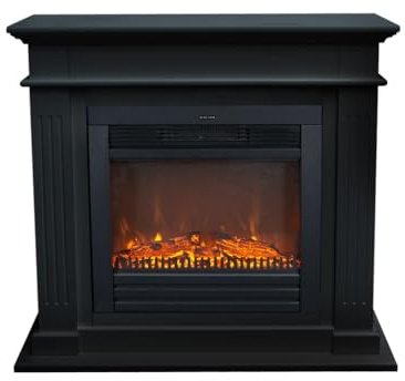 Xaralyn - Elda Elektrokamin mit Lucius - Schwarze MDF-Kaminverkleidung - 1400 Watt Heizung - Fernbedienung