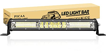 PICAA Led Arbeitsscheinwerfer Bar, 15 Zoll 38CM 144W 7D Led Lichtbalken | 12V 24V, Slim, Spot Flutlicht Kombination ,Zusatzscheinwerfer Arbeit Licht Bar für SUV Offroad ATV UTV Traktor 4x4 Auto,6000K