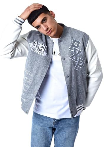 Project X Paris Veste oversize style universitaire avec écusson brodés Gris clair S
