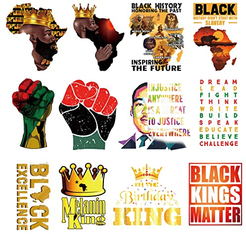 12Pcs Black King Iron On Decals for Clothing Women DIY Heat Transfer Stickers for Clothes T-Shirt Jeans Backpacks Thermal Transfers Applique