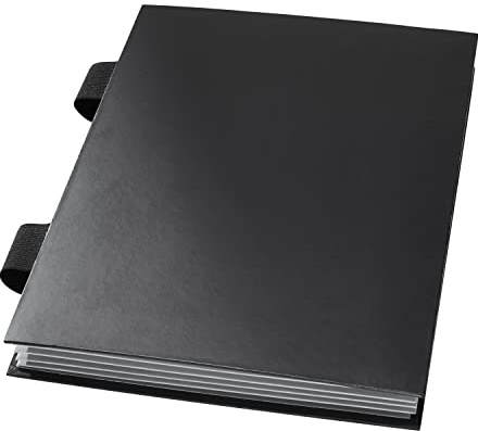 VELOFLEX - Fächermappe DIN A4 aus Karton mit 6 Fächern, Schwarz | Gummizugverschluss, Dokumentenmappe, graue Innenseite, flexible Fächer, für Büro und unterwegs