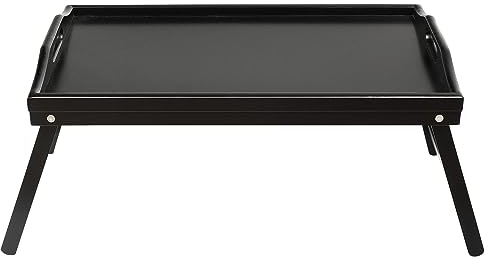 Schramm Rocco e.K. Frühstückstablett Bambus Tablett wählbar in 3 Bambustablett klappbar Serviertablett Frühstück Betttablett Füße zum Aufstellen, Farbe:schwarz