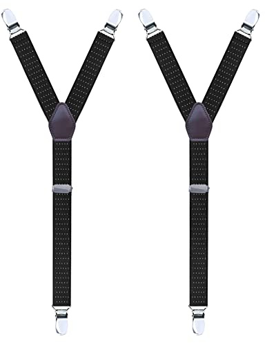 WannGe Herrskjorta Stays Adjustable Elastic Y-Style Garter Straps Socks Halkfria Clamps, Prickig svart/vit, En Storlek