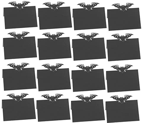 BESTonZON Halloween Tischkarten 50 Stück Schwarze Fledermaus Sitzplatzkarten Papier Tisch-Hochzeitskarten Für Party Bankett Abendessen