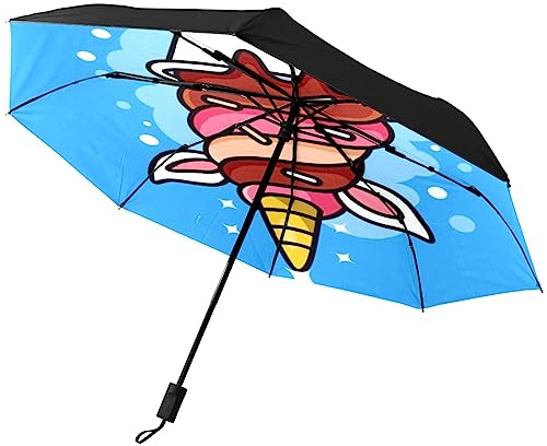GISPOG Parapluie pliable automatique pour crème glacée licorne dessert imperméable compact soleil et pluie parapluie de voyage, 1 couleur, taille unique