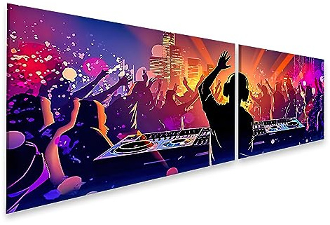 islandburner Bild auf Leinwand Dj Plays Night Club Disco Banner Bilder Wandbilder Poster JCUR-2K