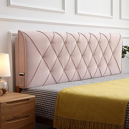 ZZYK Großes Lesekeil-Kopfteil,Kopfteilkissen Lendenrückenlehne Einfarbiges Vollwandkissen Tagesbett Etagenbett Schlafsaal-Kissenbrett Mit Abnehmbarem Bezug,Rosa,Paste 79/King