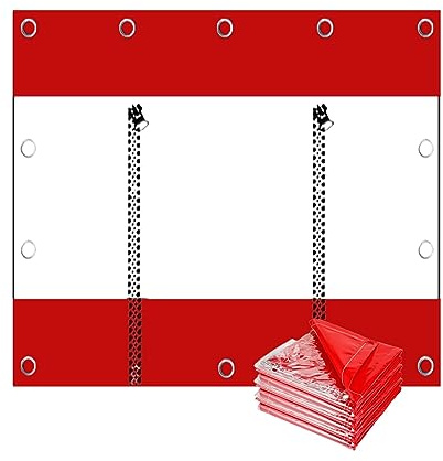 Zipper door transparent tarpaulin，Tarpaulin Side Panels，with Eyelet Waterproof PVC Soft Glass，0.5mm Two-color splicing，for Greenhouses, Patio, Garages Tent Side Panels ( Size : H2.6xW5m/H8.5xW16.4ft )