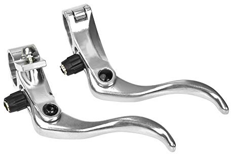 Headerbs Fahrradbremshebel, Mountainbike-Bremshebel, 1 Paar Aluminiumlegierung 24 Mm Mountainbike-Scheibenbremsstangengriff, Ebenes Fahrradzubehör (SILVER)