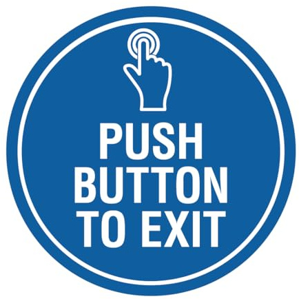 Signs ByLITA Circle Push Button To Exit Sign (Blue) - Medium