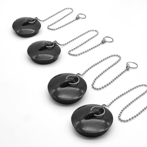 DOJA Barcelona | Tappo Lavandino con Catena | 270mm | 4 Pezzi | Tappo Lavello Cucina con Catena a Palline | Tappo Bidet con Catenella | Tappo Lavandino Universale | Tappo Scarico con Catena per Vasca
