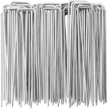 Cloudgree Garden Pegs, 6/150 mm Heavy Duty Tent Pegs Galvanized Steel Landscape Staples, U-Shaped Ground Stakes for Camping, Weed Control Membrane, Artificial Grass, Netting, Fabric (Pack 100)