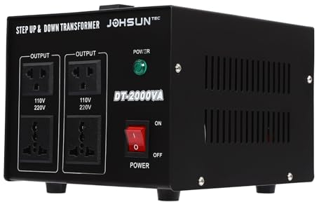 HINOPY Trasformatore di tensione, DT-2000VA 2000W 220V to 110V step-up/down Voltage Converter per tutti i dispositivi elettronici ed elettrici