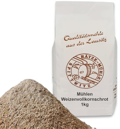 Mühlen Weizenvollkornschrot mittel 1000g frisch aus der Rätze-Mühle 100% regional und natürlich Weizen geschrotet 1kg