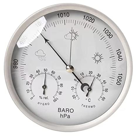 3 in 1 Barometers for The Home, 5 Barometer with Temperature and Humidity, Indoor Outdoor Weather Barometric Pressure Gauge for The Home, Barometers Weather Station Instruments Barometer (Silver)