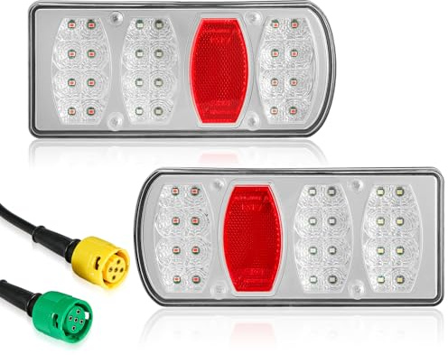 SPARKMOTO 2 x LED-bakljus för släpvagn, 5-polig bajonettkontakt, 12 V, 24 V, universell bakljus, lastbil, vattentät