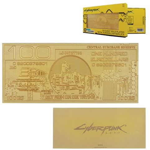 Cyberpunk 2077 - Réplica de eurodólar de metal chapado en oro de 24 quilates, edición numerada para coleccionista