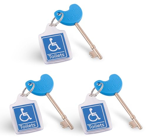 NKS Radar Key – Disabled Toilet and Bathroom Door Access | 3 Braille Easy-Turn Keys with Keyrings | Spare Keys for Carers or Travel | Access to 9,000+ Locked Toilets in The UK