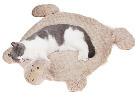Coogime Haustier Decke Katze, Katzenbett flauschig, waschbar 50 * 60cm Hundebett, Katzenschlafplatz für Katzen und Hunde,Katzenkissen, warme Katzenkorb (Khaki)