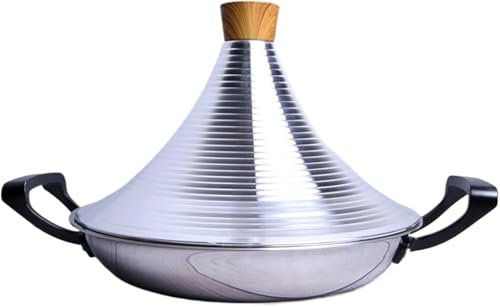 304 Stainless Steel Moroccan Tagine Pot Non Stick Tagine with Tapered Lid Tajine Electromagnetic Cooker Moroccan Tajine Casserole 26cm (26cm)
