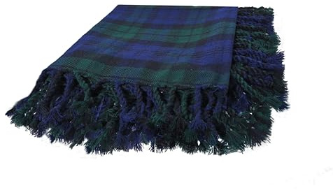 House of Scottish Scottish Tartan Kilt Fly Rutig storlek 122 cm x 122 cm med fransar | i olika taraner (svart klocka)