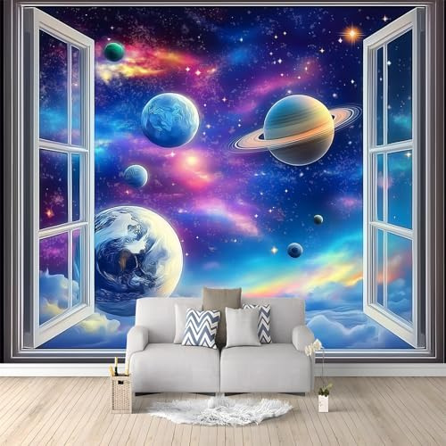 Fototapete Planet Fantasie Weltraum Blau Bunt 200 X 140 Cm(Wxh) Moderne Uv-Beständige Vlies-Fototapeten Für Schlafzimmer,Büro,Küche & Kinderzimmer - Motivtapeten & Wanddekoration