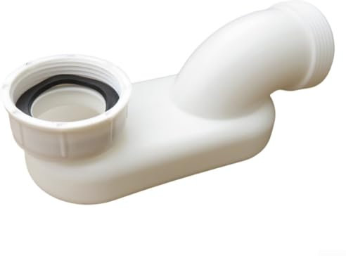 HomeVortex G1-1/2 Tubo flessibile di scarico per vasca da bagno e doccia, design salvaspazio a basso profilo, 80 cm, estensibile, in plastica bianca, per camper e bagno