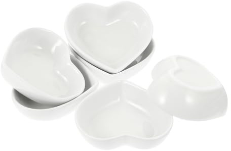 Holibanna Platos de Salsa Forma de Corazón 6 Piezas Cerámica para Condimentos Multiusos Restaurante y Hogar Snacks Aperitivos