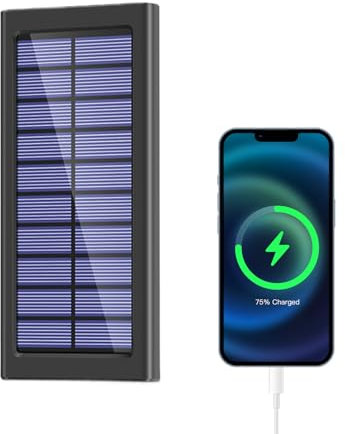 Chargeur solaire, chargeur de téléphone portable, 14 x 6 x 1,6 cm, batterie externe 10 000 mAh, alimentation compacte, idéale pour les voyages, les aventures en plein air, la survie