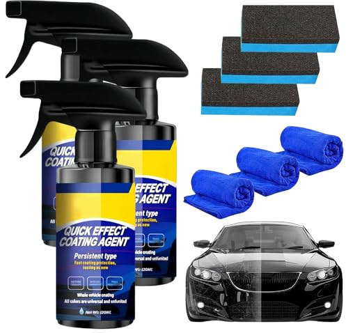 Autopolitur Kratzer Entfernen, 120ml Polierpaste Quick Effect Coating Agent Auto Politur Set Schnellwirkungs Beschichtungsmittel Wasserdicht Verbessert die Helligkeit der Autoabdeckung (3PCS)