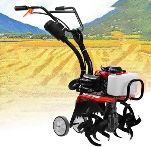 Motoculteur à essence Rotavator – Outil portatif sans fil pour creuser le sol et enlever les mauvaises herbes pour un jardinage et un aménagement paysager efficaces