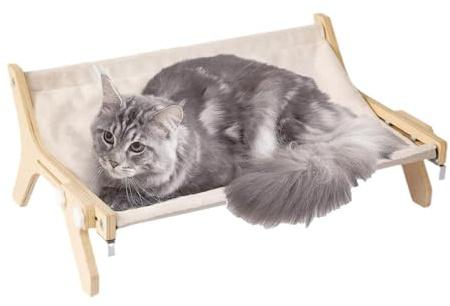 Sedile per finestra gatto, Ripiani di sicurezza in legno Sill Perch Copriletto lavabile in lavatrice, sedia da riposo per finestre forniture per animali domestici per davanzale