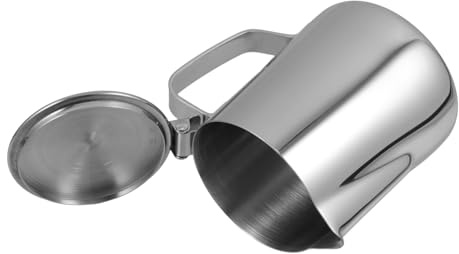 Hemobllo Bricco in Acciaio Inossidabile con Coperchio Resistente all Usura Beccuccio Punta per Latte e Caffè Versatile per Casa e Bar