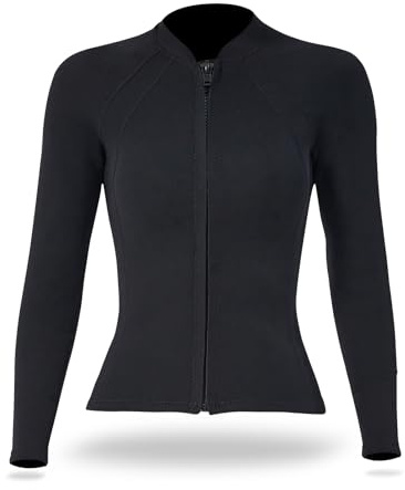 Alomejor Haut de Plongée en Néoprène Flexible et Léger, 2mm, Manches Longues, Fermeture éclair sur Le Devant, Veste pour Hommes et Femmes, Natation et Snorkeling (M)